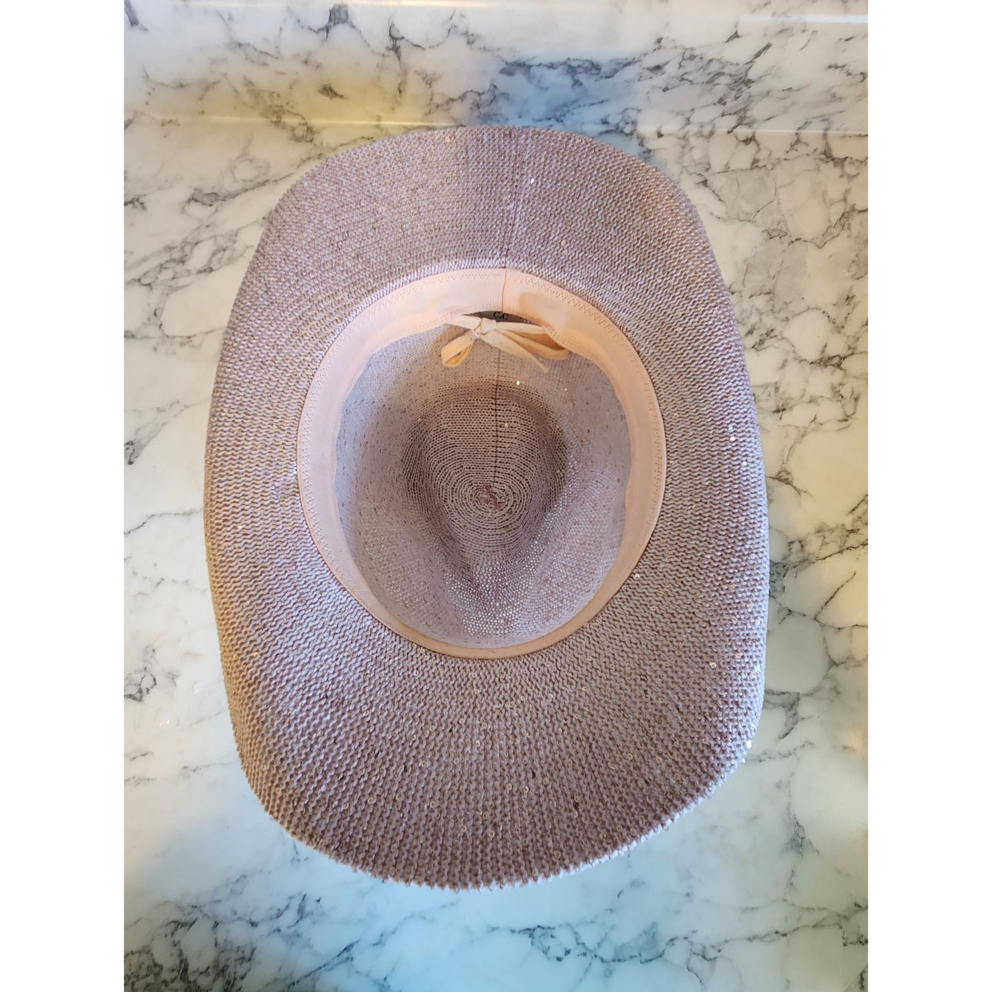 Womens C.C. Pink Straw Cowboy Hat With Adjustable Inner Band