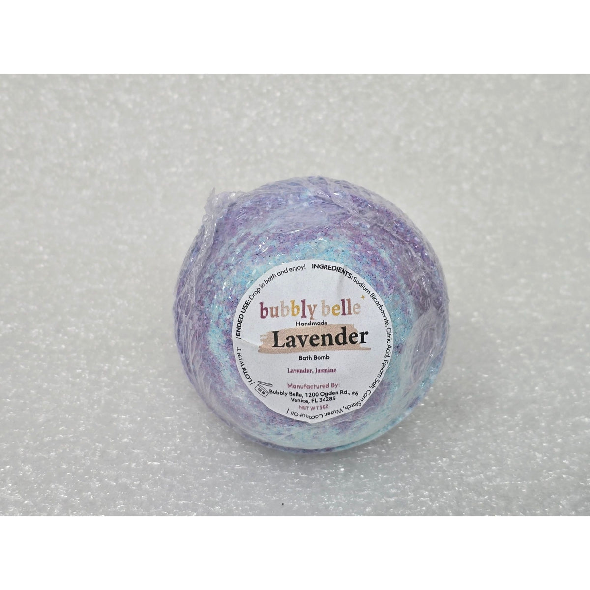 Bubbly Belle Handmade Lavender Jasmine Bath Bomb 5 Oz Relaxing Aromatherapy Gift