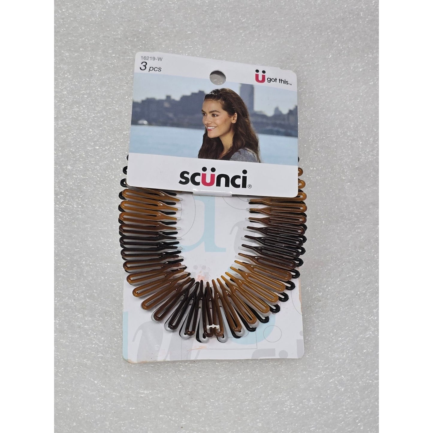 Scunci Stretch Combs Headbands Assorted Brown Black Clear 3 Pack 16219-W