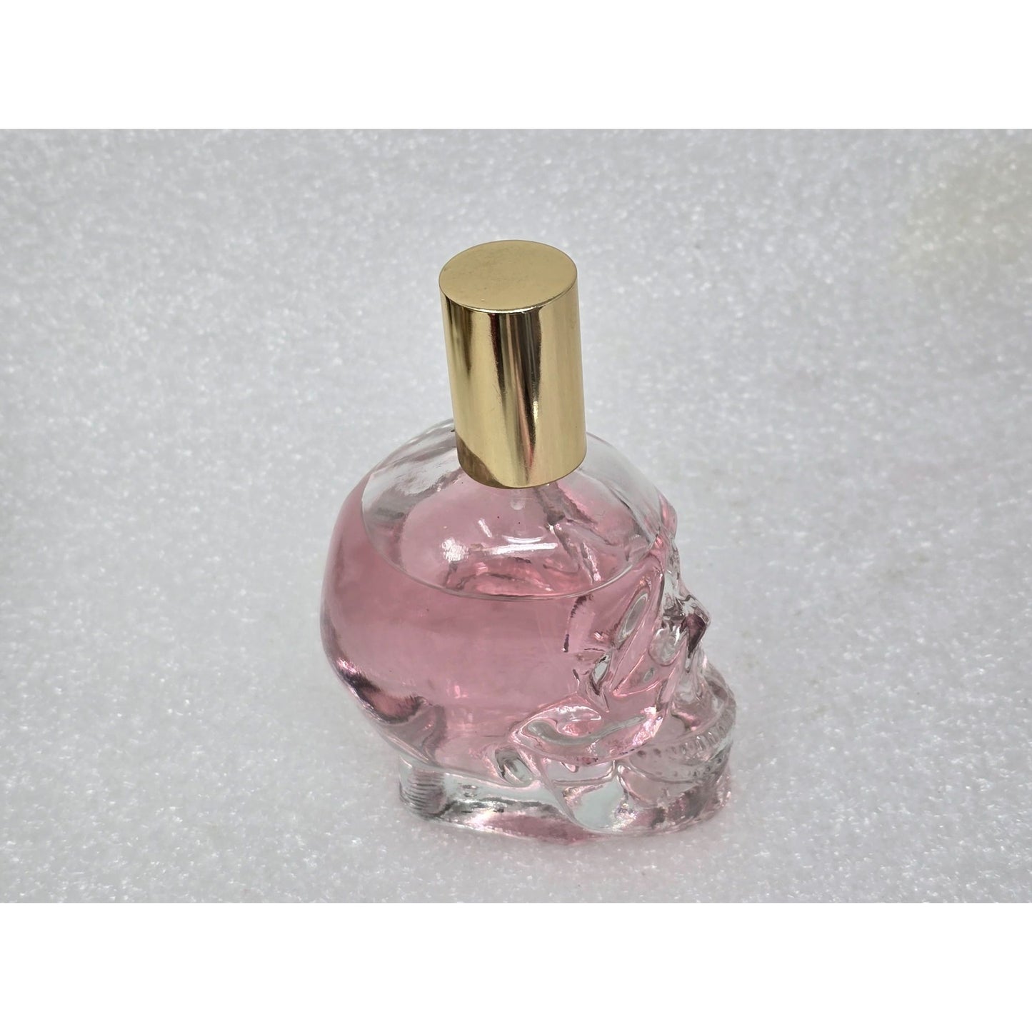 Tattoo Love Pink Glass Skull Perfume Bottle Gold Cap 2.5 oz Shirley May