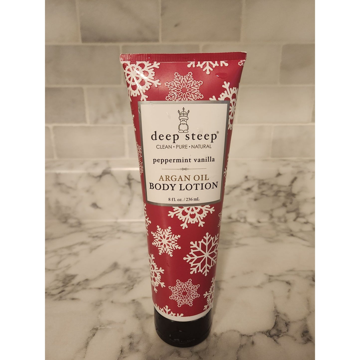 Deep Steep Argan Oil Body Lotion Peppermint Vanilla 8 Fl Oz Gluten-Free