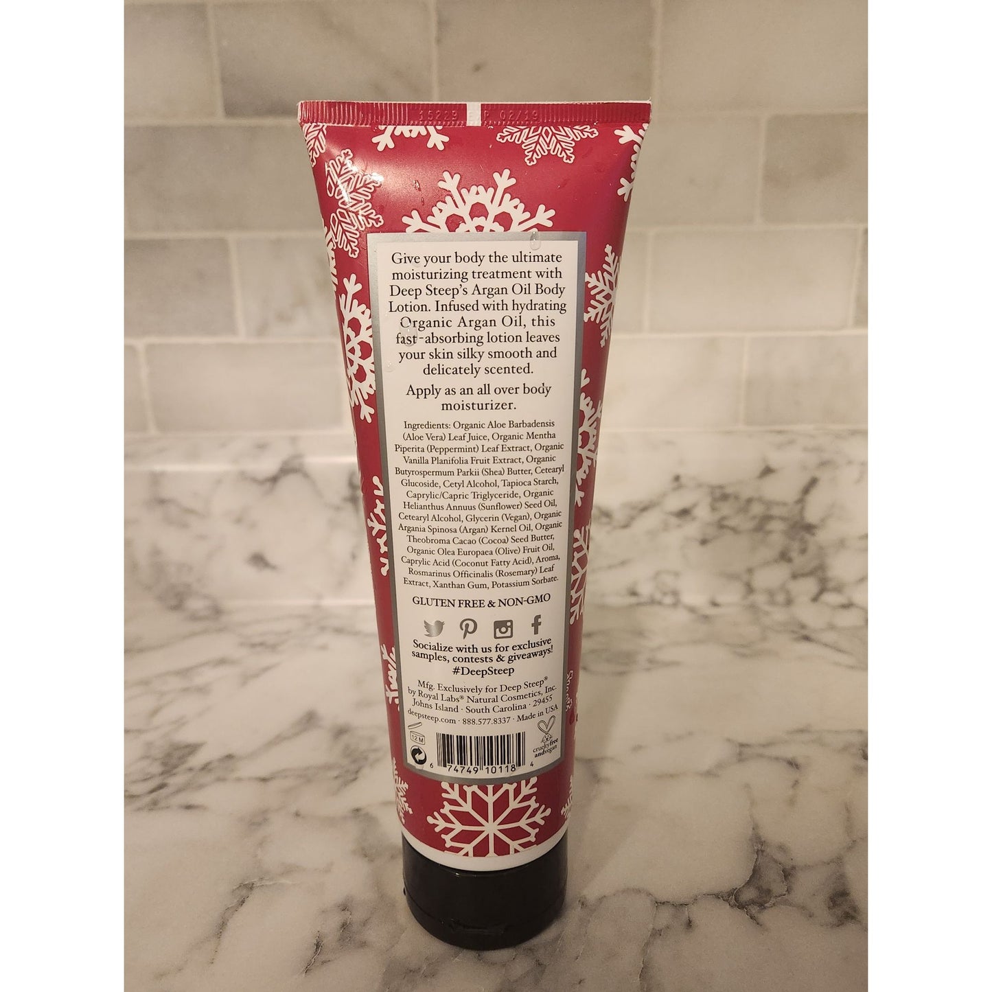 Deep Steep Argan Oil Body Lotion Peppermint Vanilla 8 Fl Oz Gluten-Free