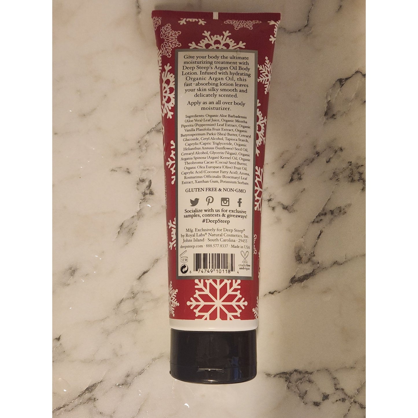 Deep Steep Argan Oil Body Lotion Peppermint Vanilla 8 Fl Oz Gluten-Free