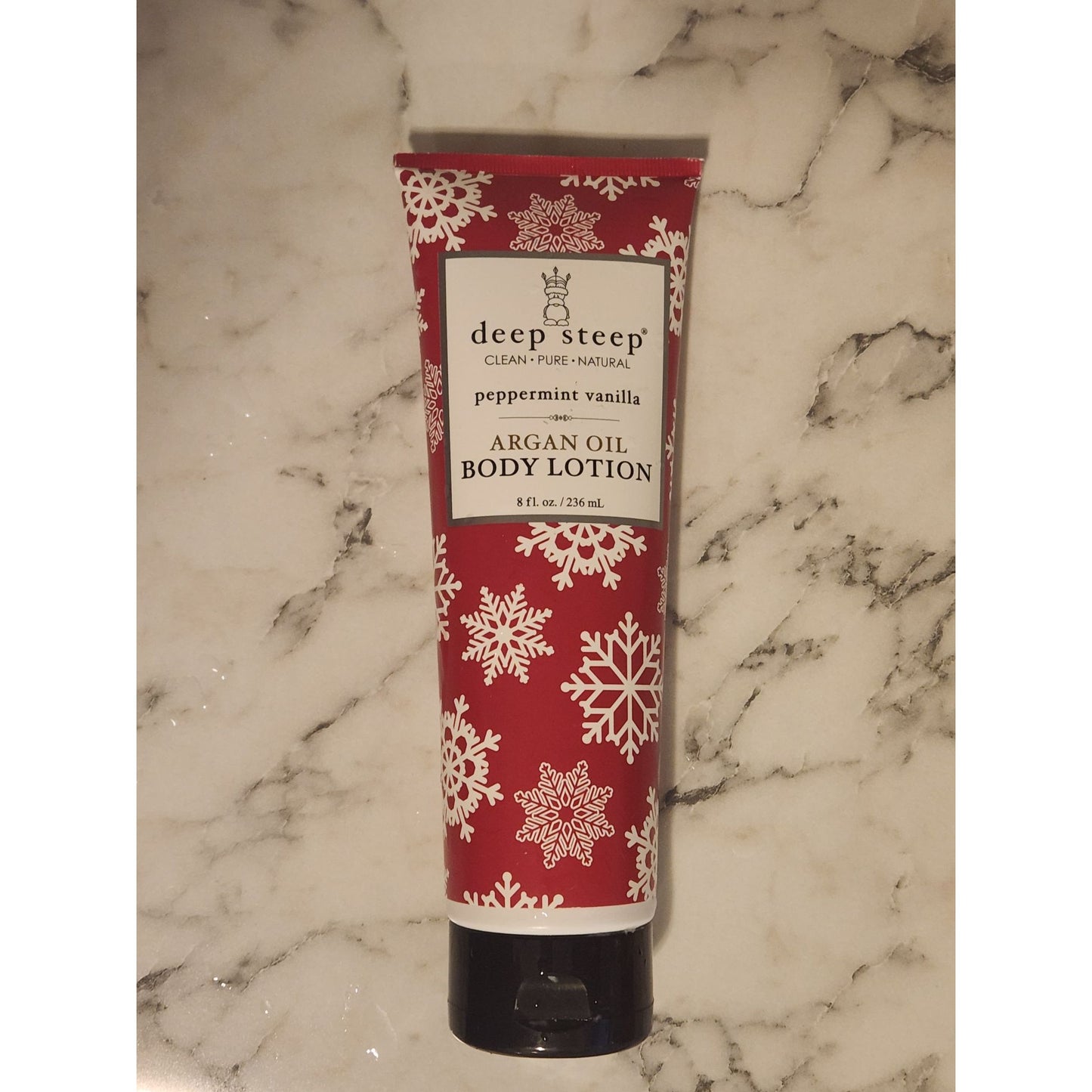 Deep Steep Argan Oil Body Lotion Peppermint Vanilla 8 Fl Oz Gluten-Free