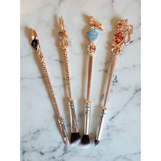 Set Of 4 Magic Wand-Inspired Makeup Brushes Hogwarts House Designs Harry Potter