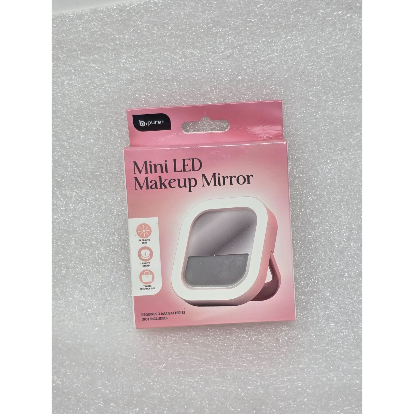 B Pure Mini LED Makeup Mirror Vanity Stand & 14 LED Lights Travel-Friendly Size