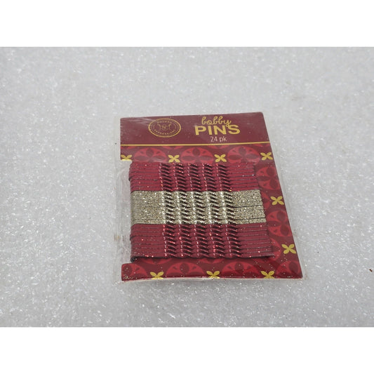Modern Expressions Red & Gold Bobby Pins 24 Pk Durable Stylish Hair Accessories