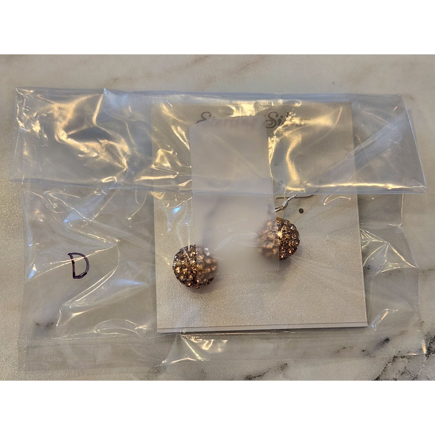 Sterling Silver Dangle Earrings With Brown Crystal Ball Beads