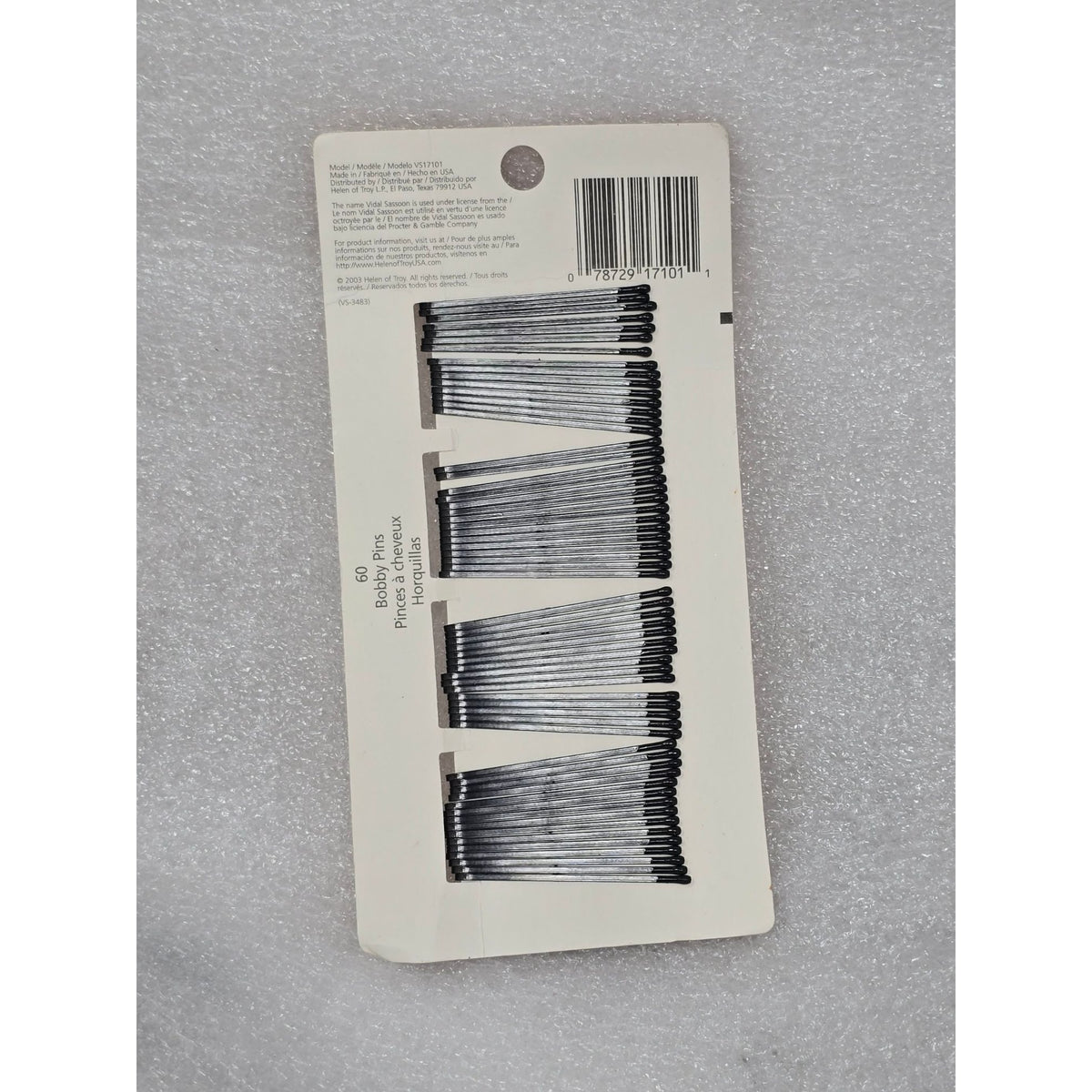 Vintage Vidal Sassoon 60-Piece Black Bobby Pins VS17101 Made In USA