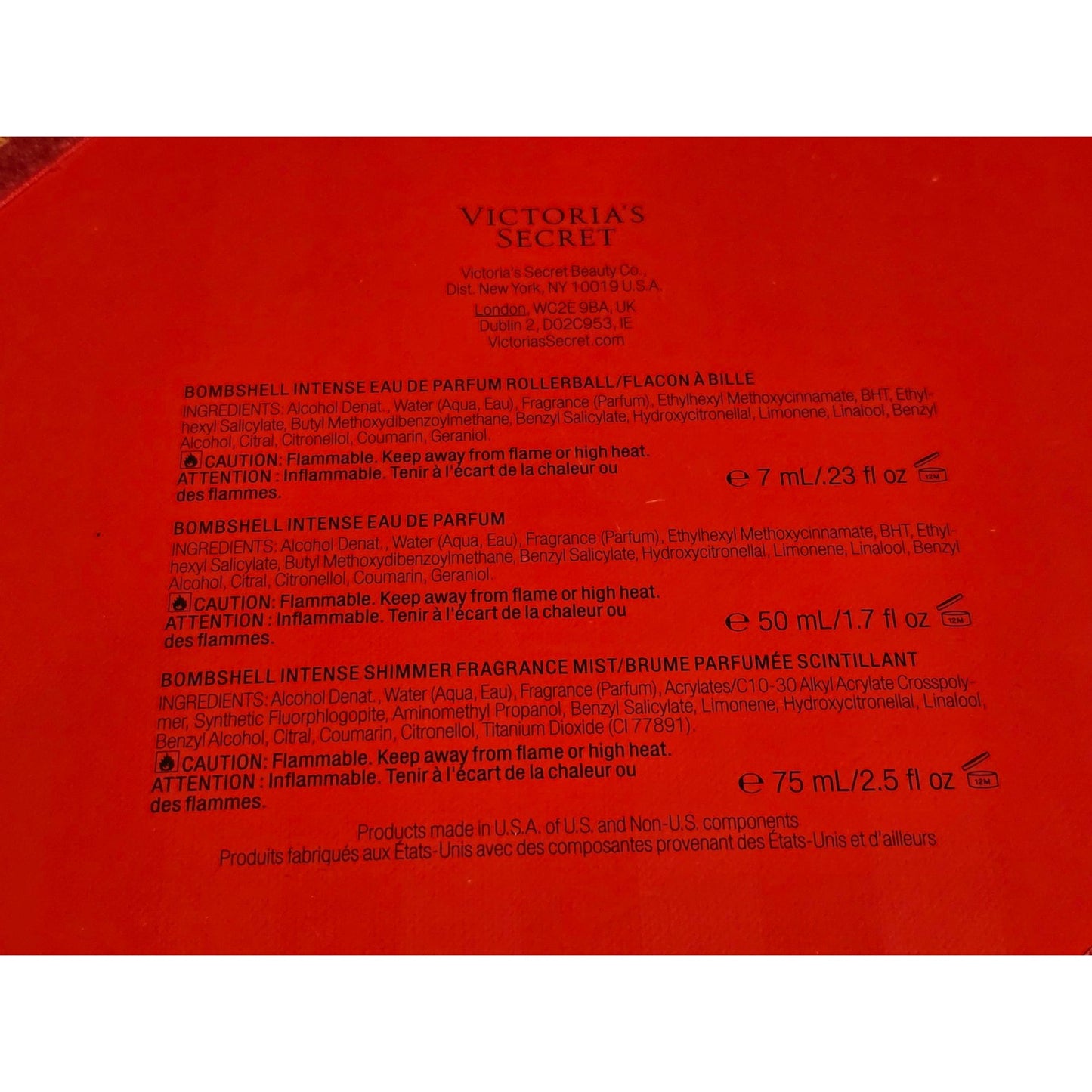 Victorias Secret Bombshell Intense Perfume Gift Set Rollerball Shimmer Fragrance