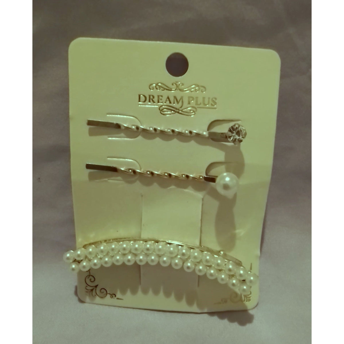 Dream Plus Elegant Faux Pearl & Rhinestone Hair Clip Barrette Bobby Pin Set