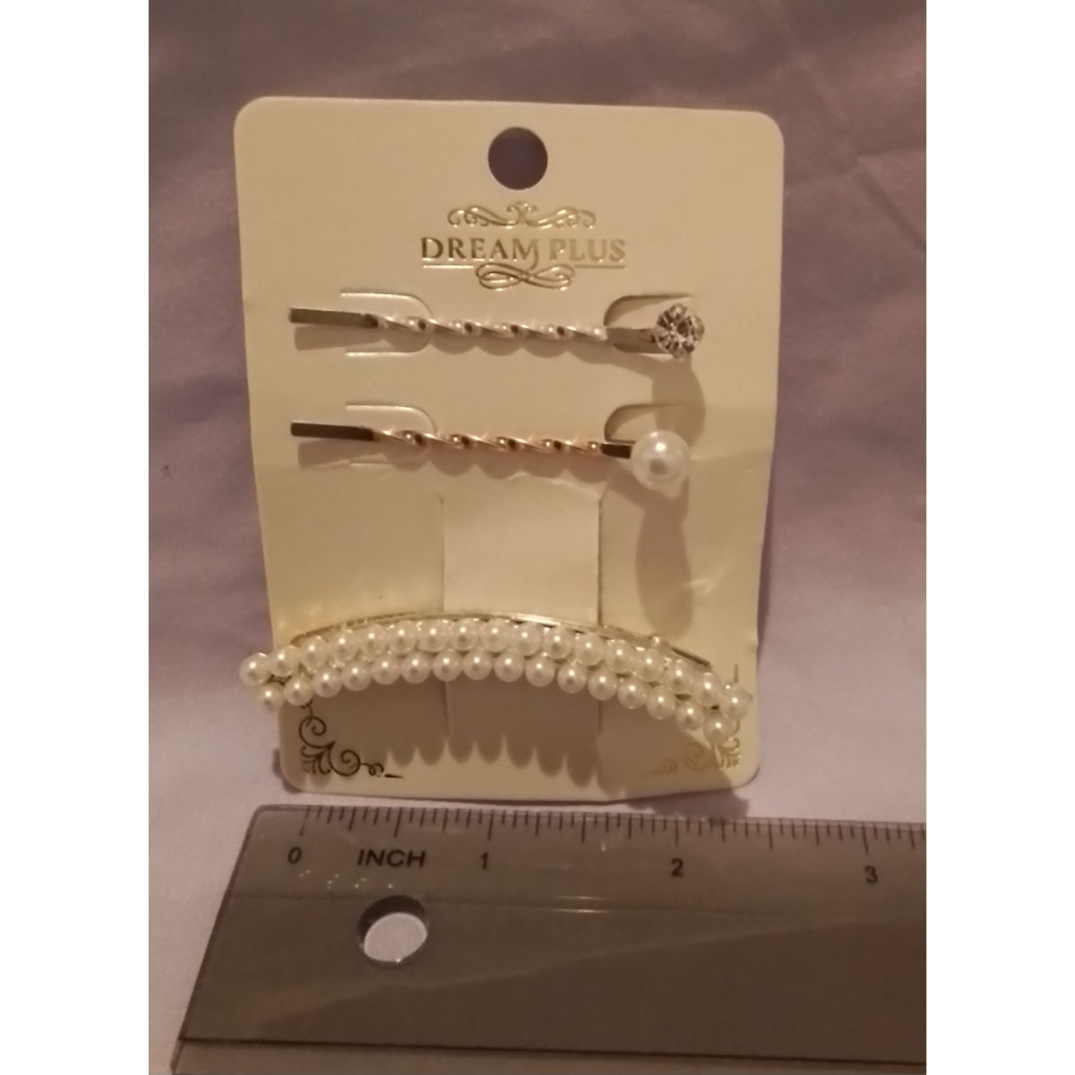Dream Plus Elegant Faux Pearl & Rhinestone Hair Clip Barrette Bobby Pin Set