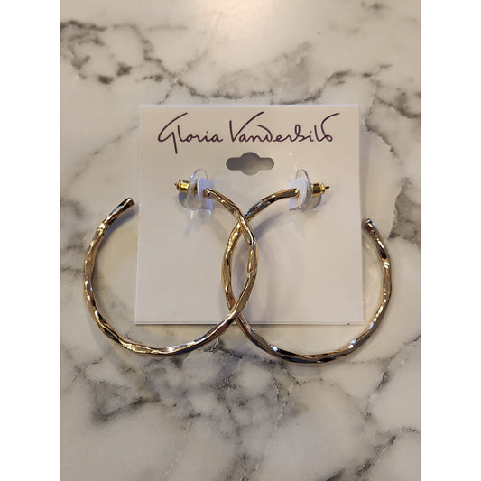 Gold-Tone Gloria Vanderbilt Twisted Hoop Earrings With Secure Backings