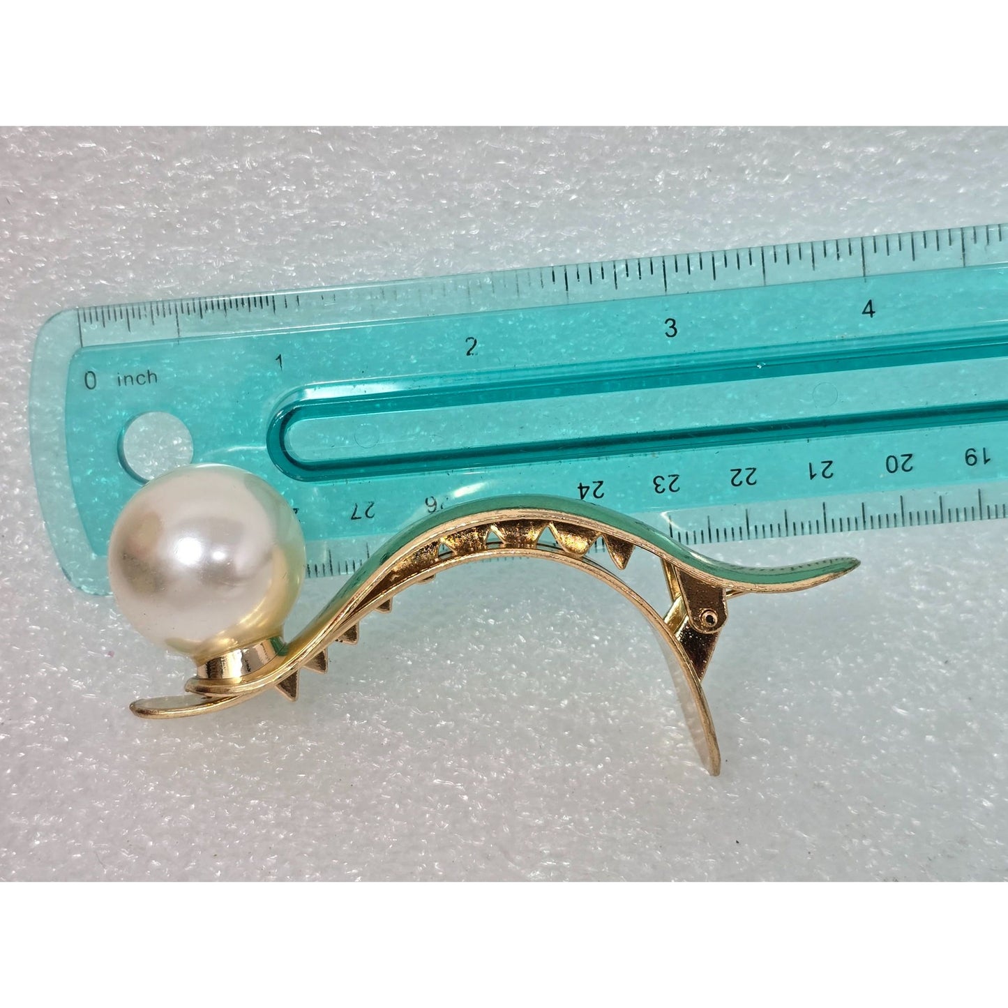 Gold-Tone Hair Clip With Faux Pearl Accent Elegant Design For Women French Style