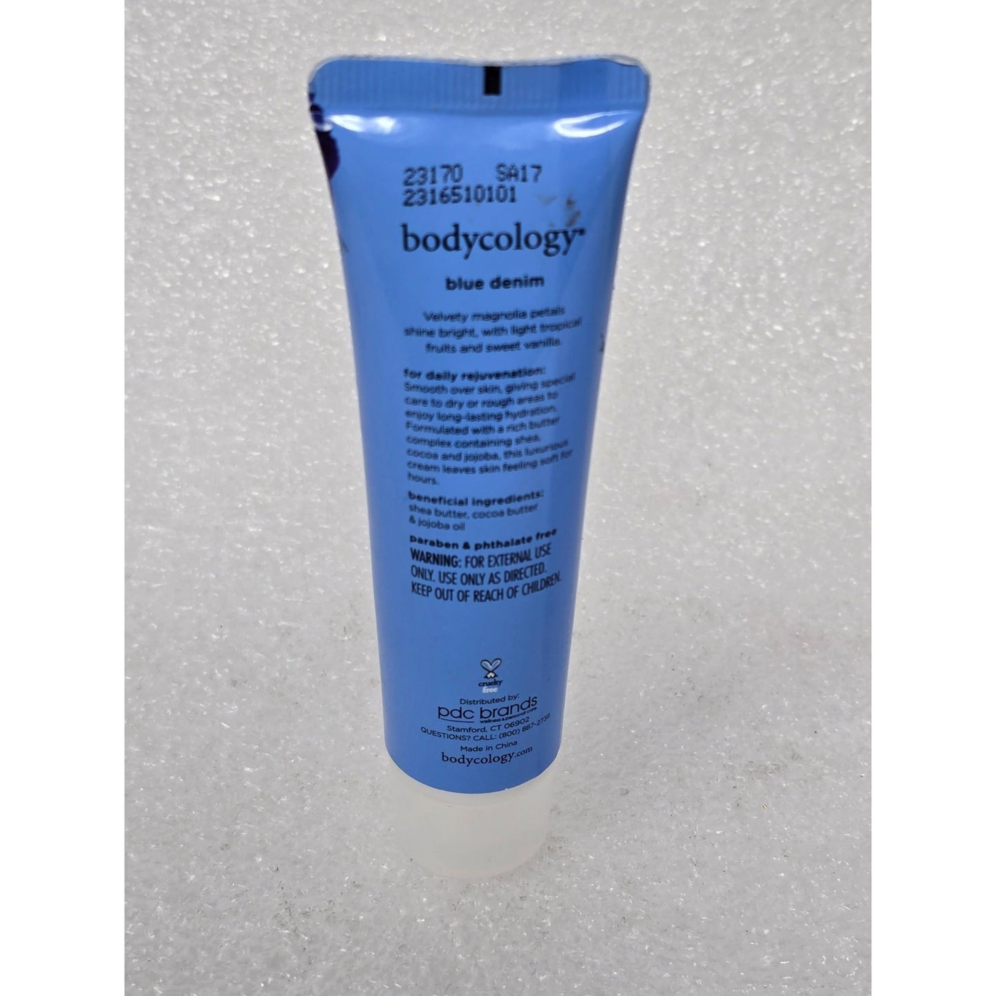Bodycology Blue Denim Body Cream 1 Oz Travel Size Tube With Moisturizing