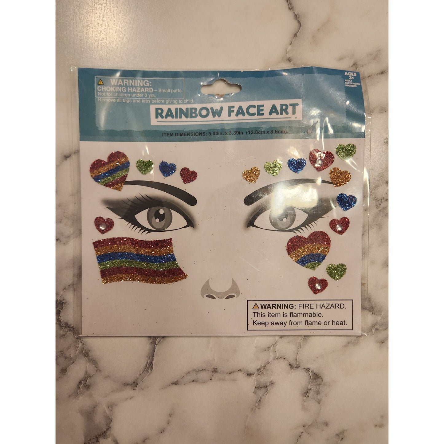 Rainbow Glitter Face Art Stickers For Adults & Kids