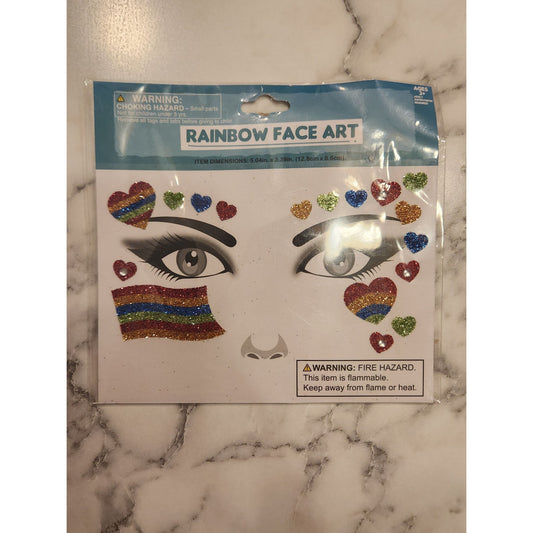 Rainbow Glitter Face Art Stickers For Adults & Kids