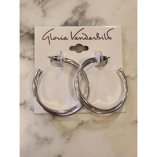 Gloria Vanderbilt Silver-Tone Hoop Earrings With Clear Backings