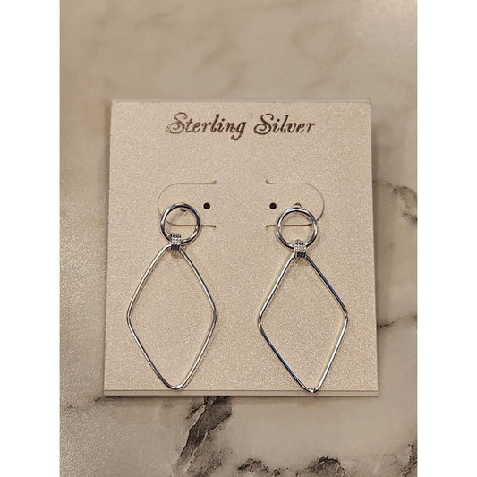 Sterling Silver Geometric Dangle Earrings For Women