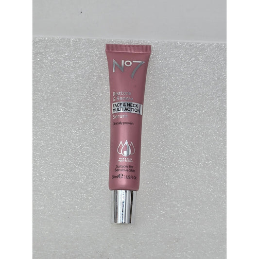 No7 Restore & Renew Face & Neck Multi Action Serum 1 oz For Sensitive Skin