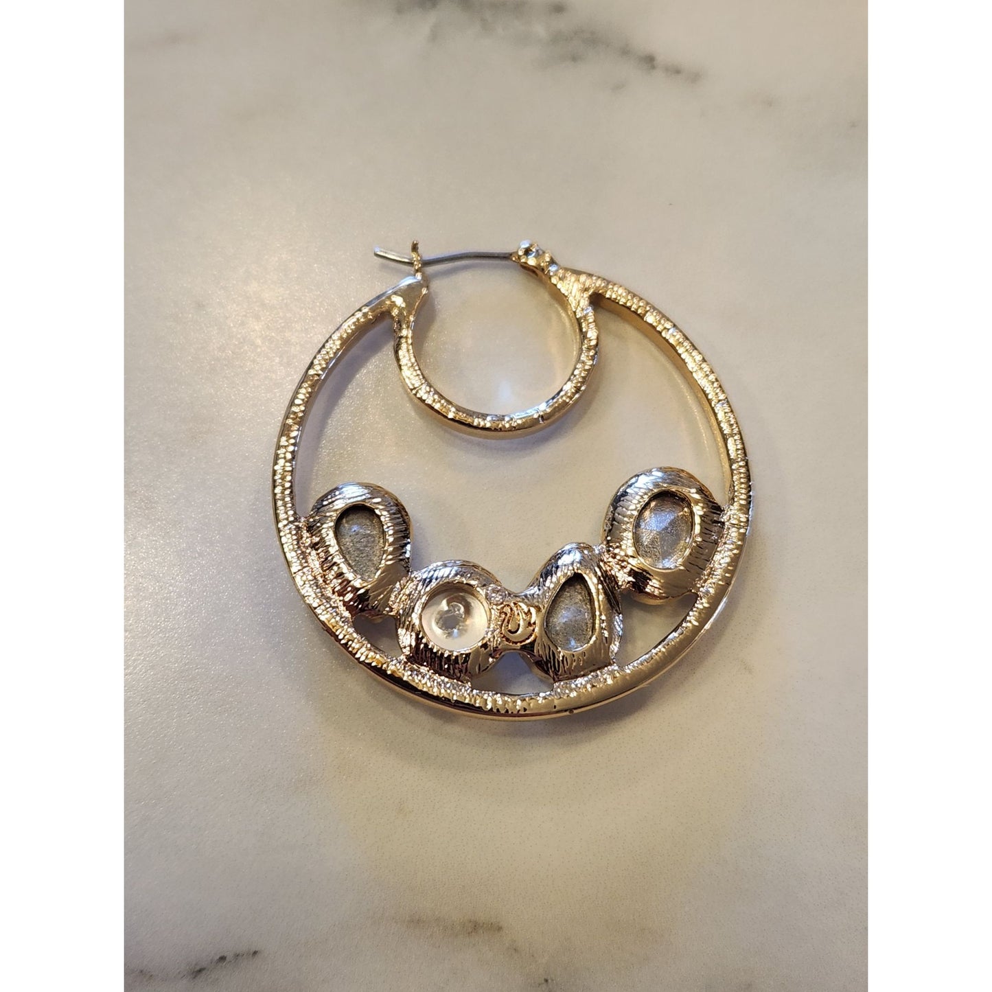 Gloria Vanderbilt Gold-Tone Hoop Earrings Blue & Green Gemstones And Faux Pearl