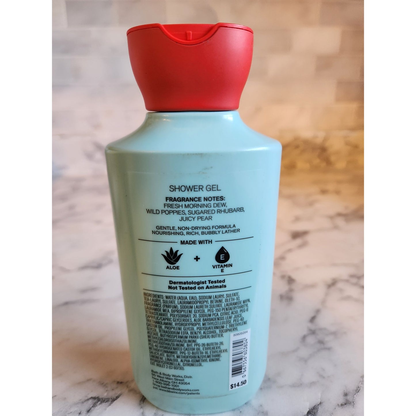 Poppy By Bath & Body Works Shower Gel With Aloe & Vitamin E 10 Oz Rhubarb & Pear