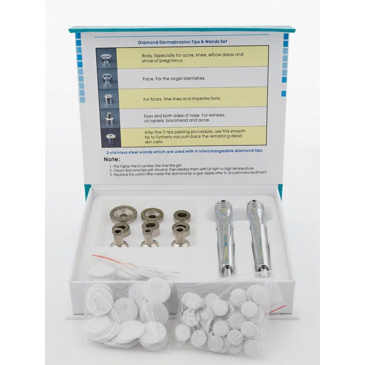 Diamond Dermabrasion 9 Tips & 2 Wands Set + Filters Microdermabrasion Kit