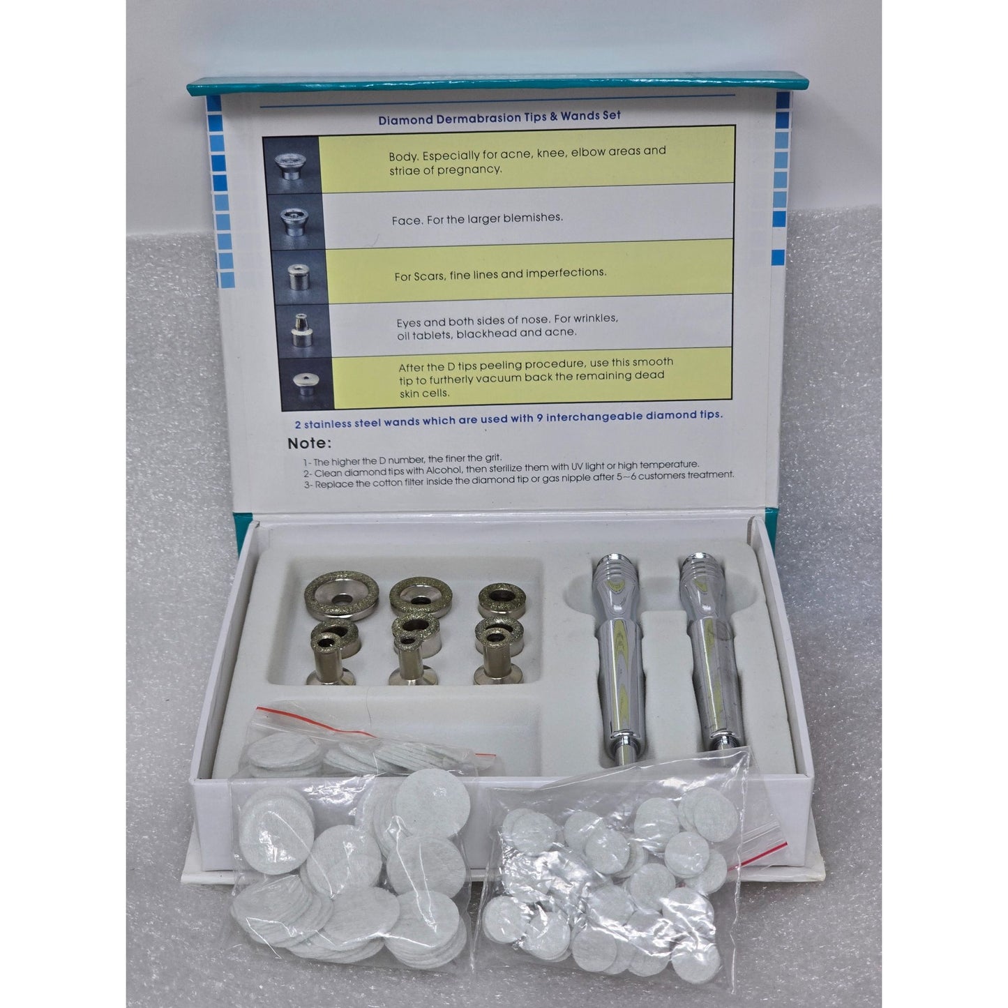 Diamond Dermabrasion 9 Tips & 2 Wands Set + Filters Microdermabrasion Kit