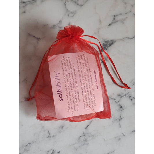 Saltability Himalayan Salt Heart-Shaped Massage Stone With Red Organza Bag
