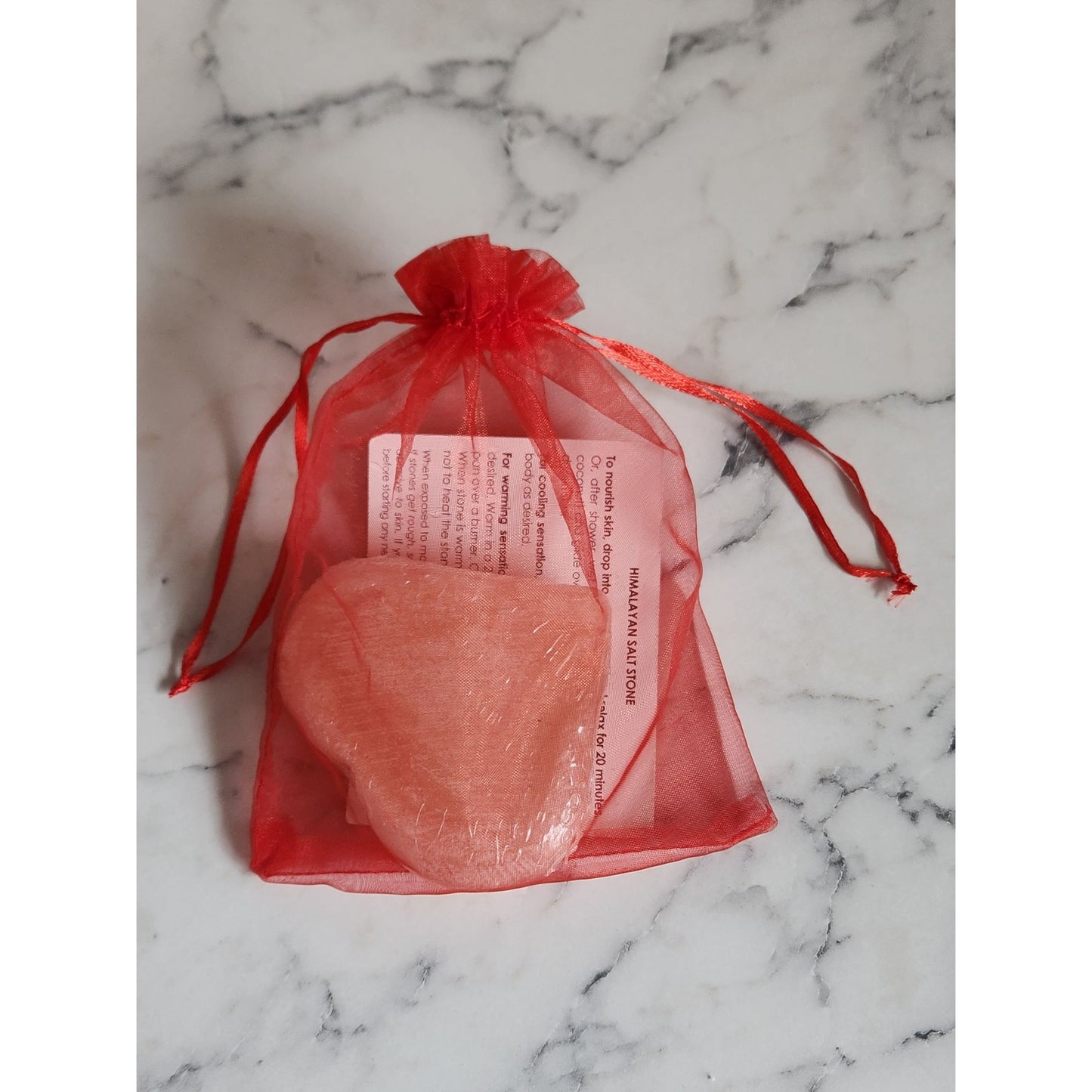 Saltability Himalayan Salt Heart-Shaped Massage Stone With Red Organza Bag