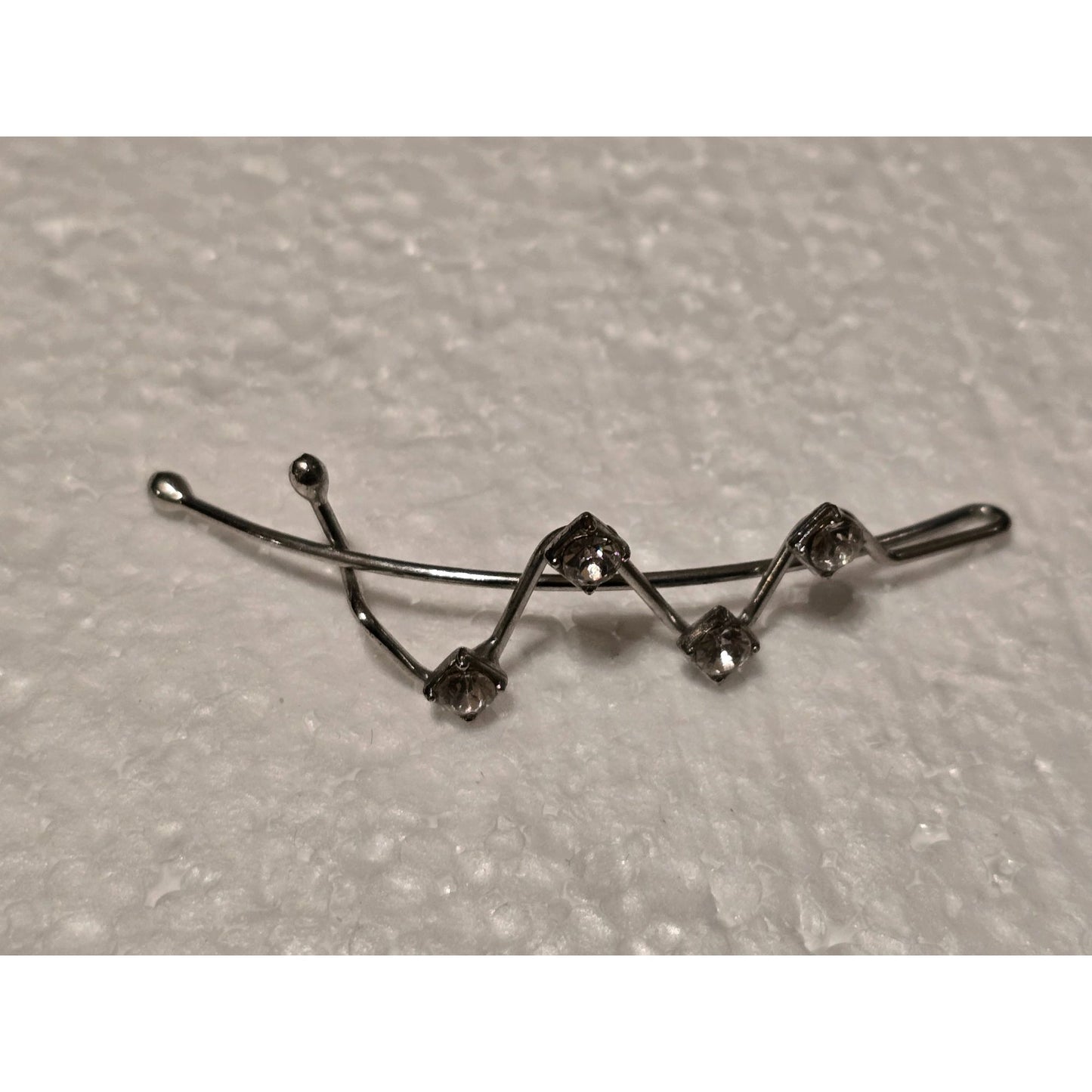 Minimalist Silver-Tone Hair Clip With Rhinestone Accents