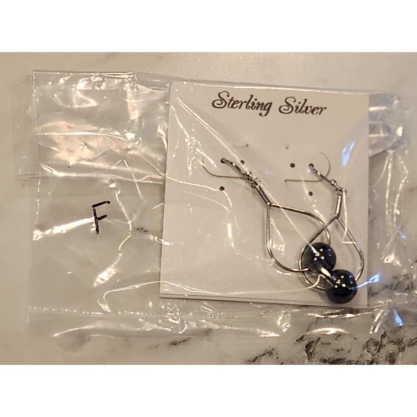 Sterling Silver Drop Earrings With Hematite Beads