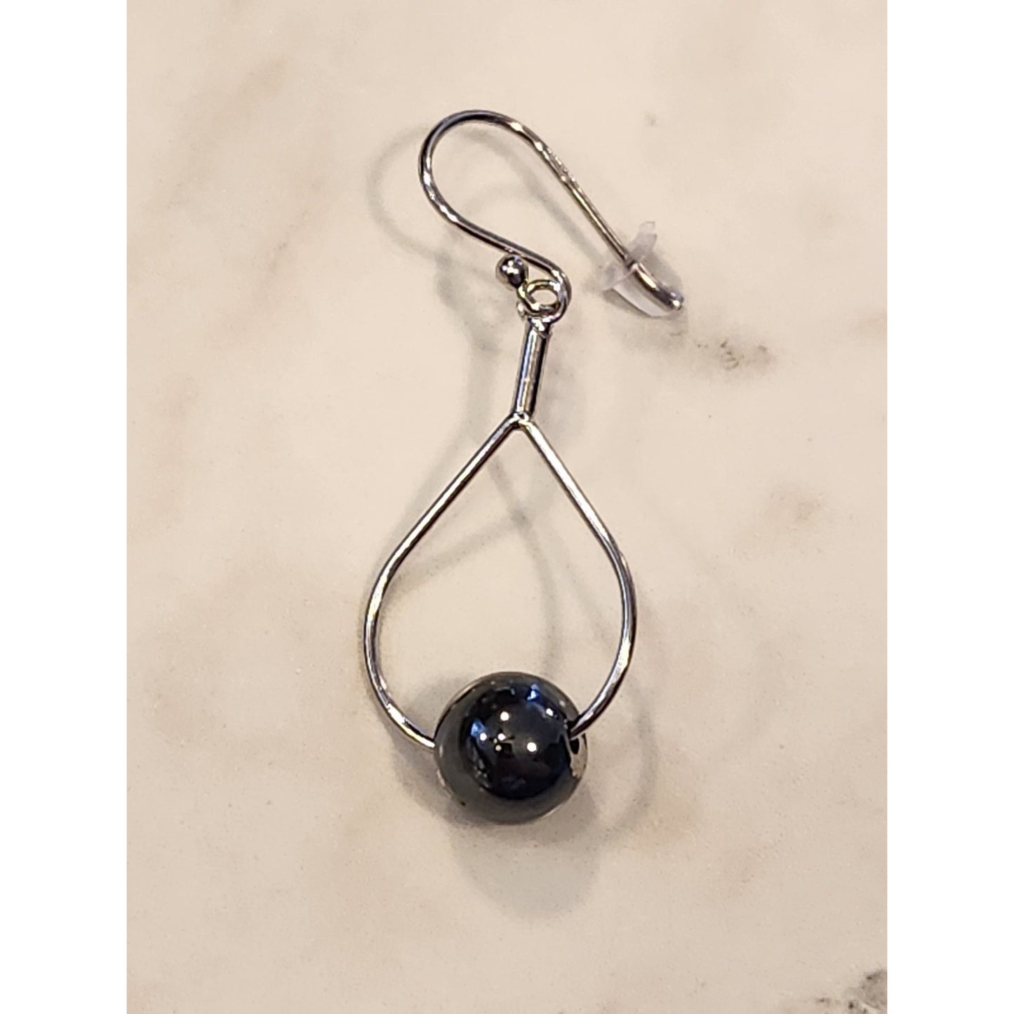 Sterling Silver Drop Earrings With Hematite Beads