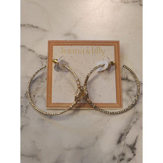Jonna & Lilly Gold-Tone Rhinestone Hoop Earrings With Decorative Stone Accents