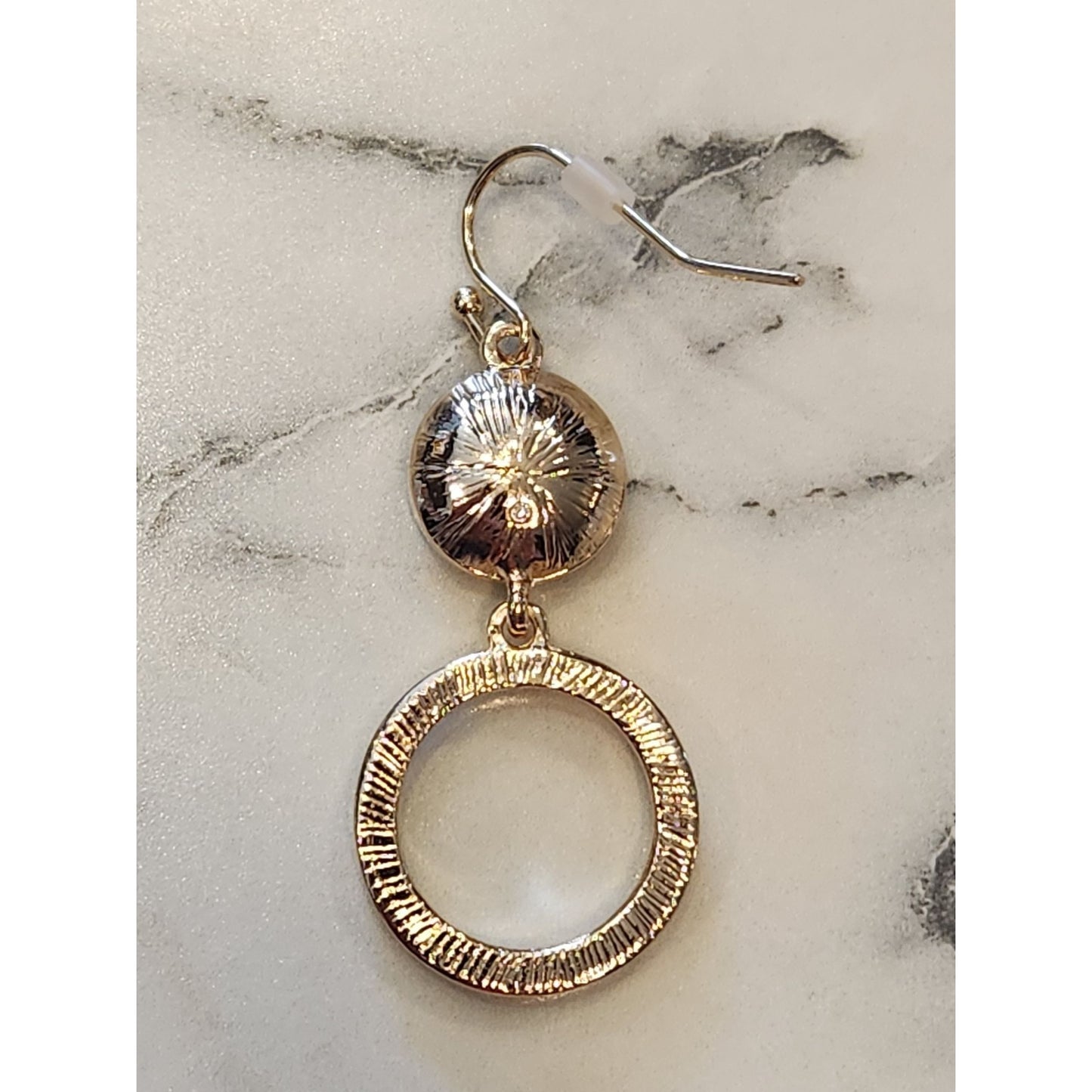 Napier Gold-Tone Drop Earrings With Green Crystal & Rhinestone Circle Design