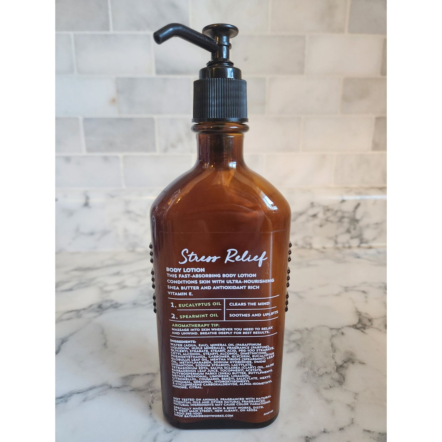 Aromatherapy Stress Relief Body Lotion With Eucalyptus & Spearmint Natural Essential Oils 6.5 Fl Oz