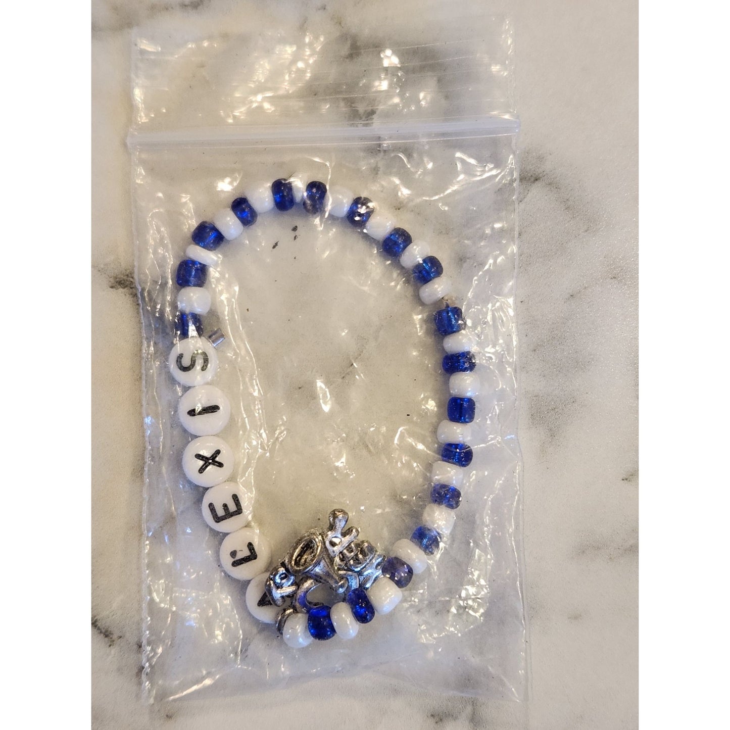 Personalized Alexis Cheer Beaded Bracelet With Heart Charm