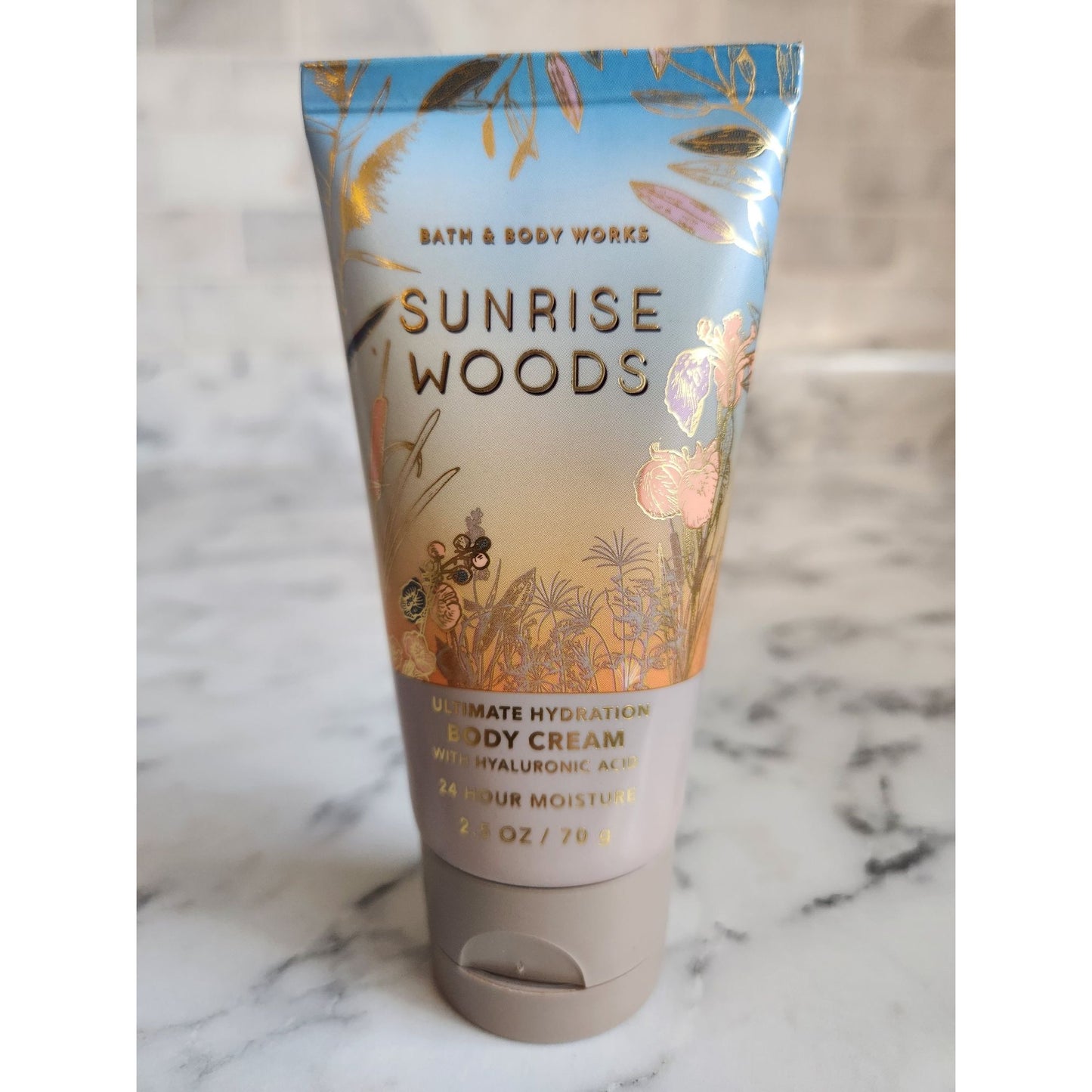 Bath & Body Works Sunrise Woods Body Cream 2.5 Oz Hyaluronic Acid 24 Hr Moisture