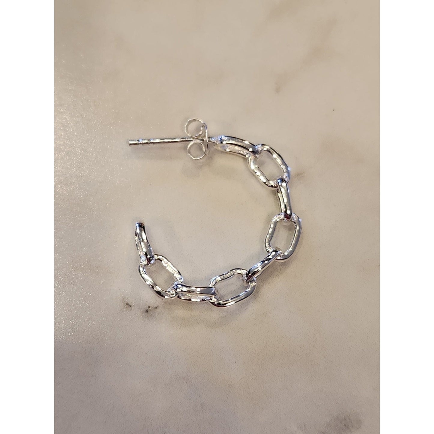 Sterling Silver Chain Link Hoop Earrings