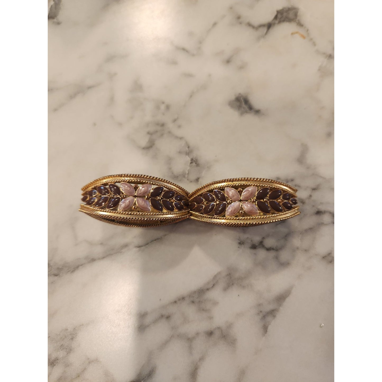 Elegant Napier Couture Pink & Brown Enamel Butterfly Statement Stretch Bracelet