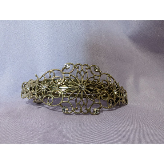 Vintage Antique-Style Filigree Hair Barrette With Rhinestones