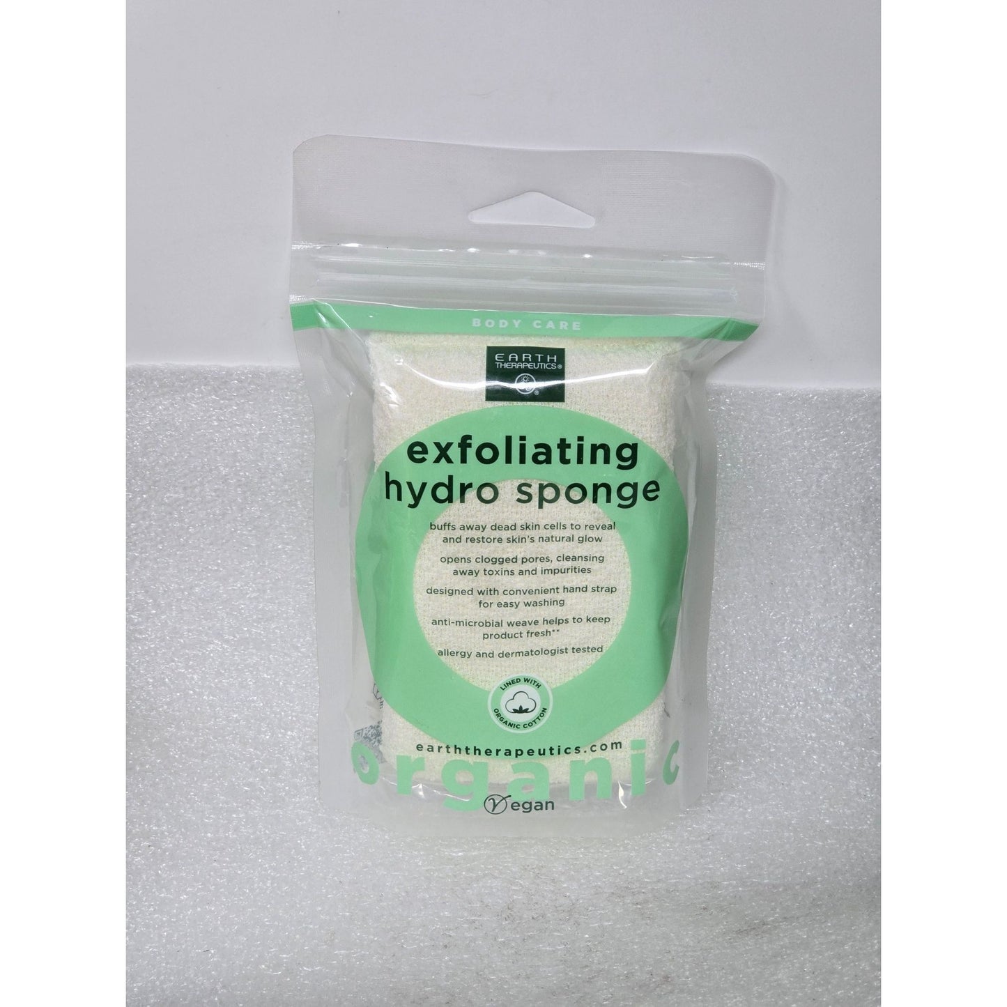 Earth Therapeutics Exfoliating Hydro Sponge Vegan Organic Cotton Body Care