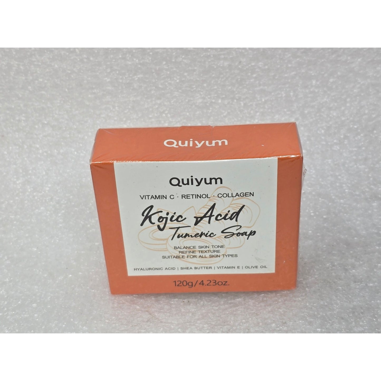 Quiyum Kojic Acid Turmeric Soap Vitamin C & Retinol For All Skin Types 4.23 oz