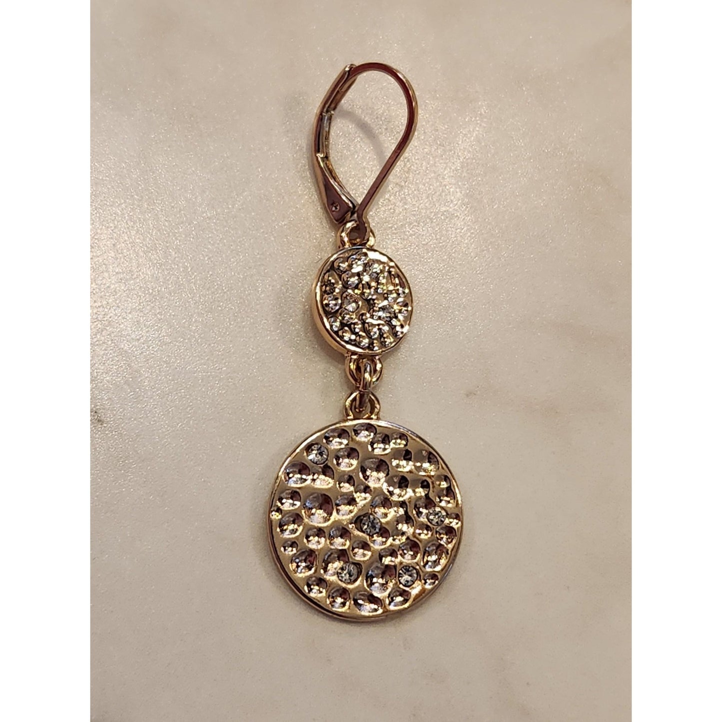 Napier Gold-Tone Drop Earrings With Pave Crystals & Textured Design