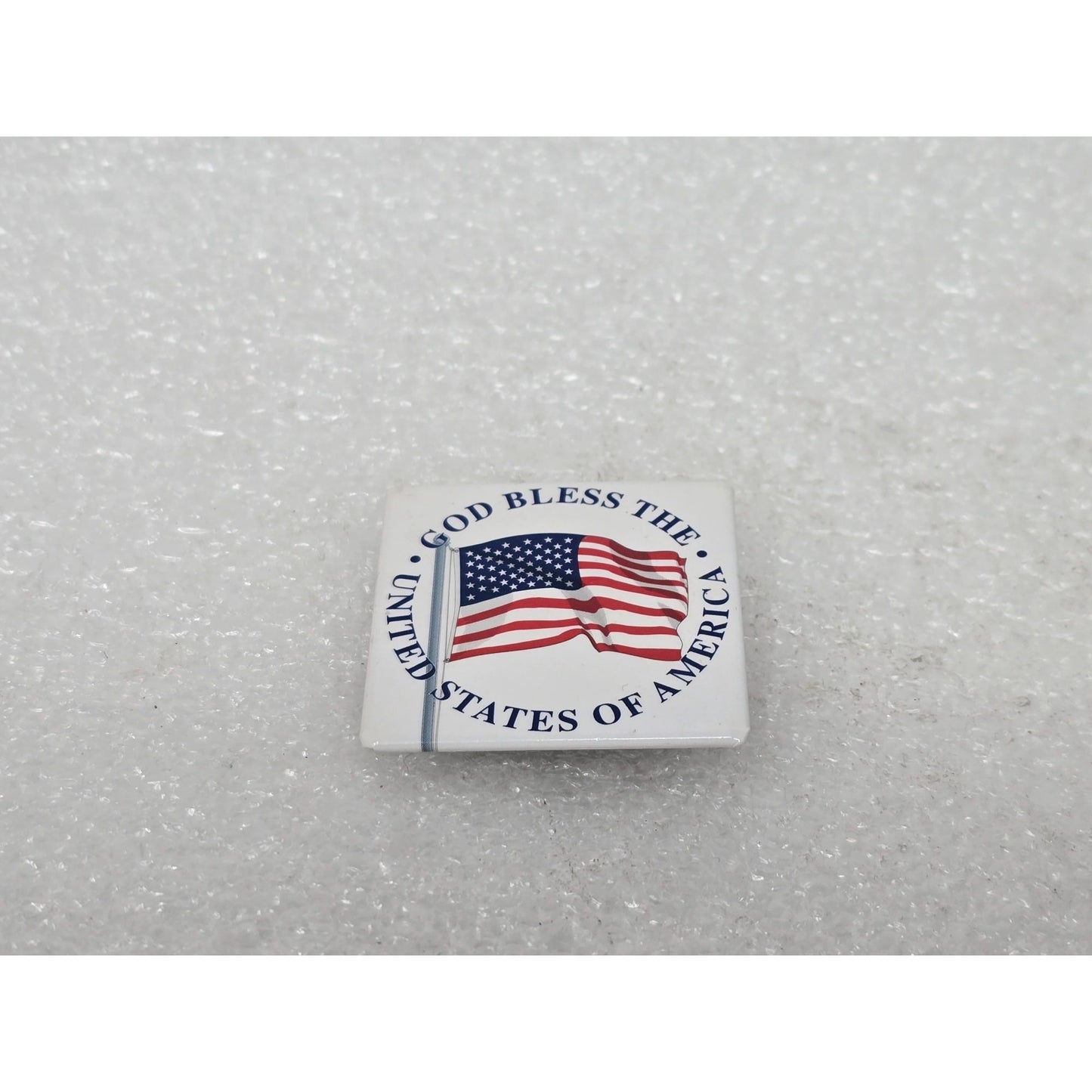 God Bless The USA American Flag Square Pin Badge United States of America