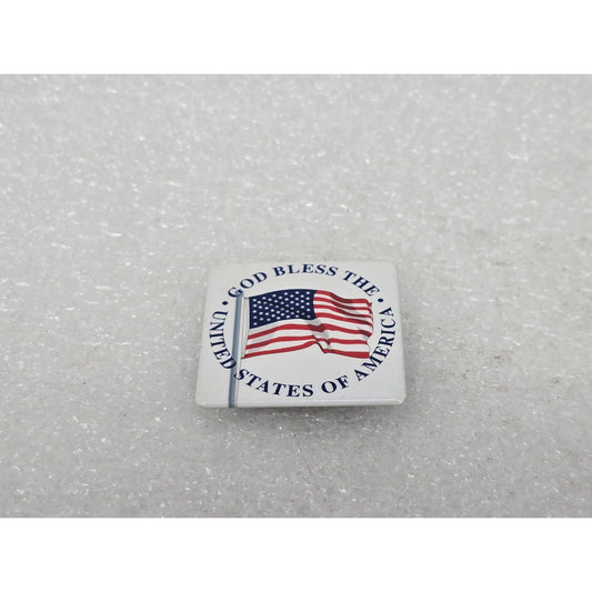 God Bless The USA American Flag Square Pin Badge United States of America