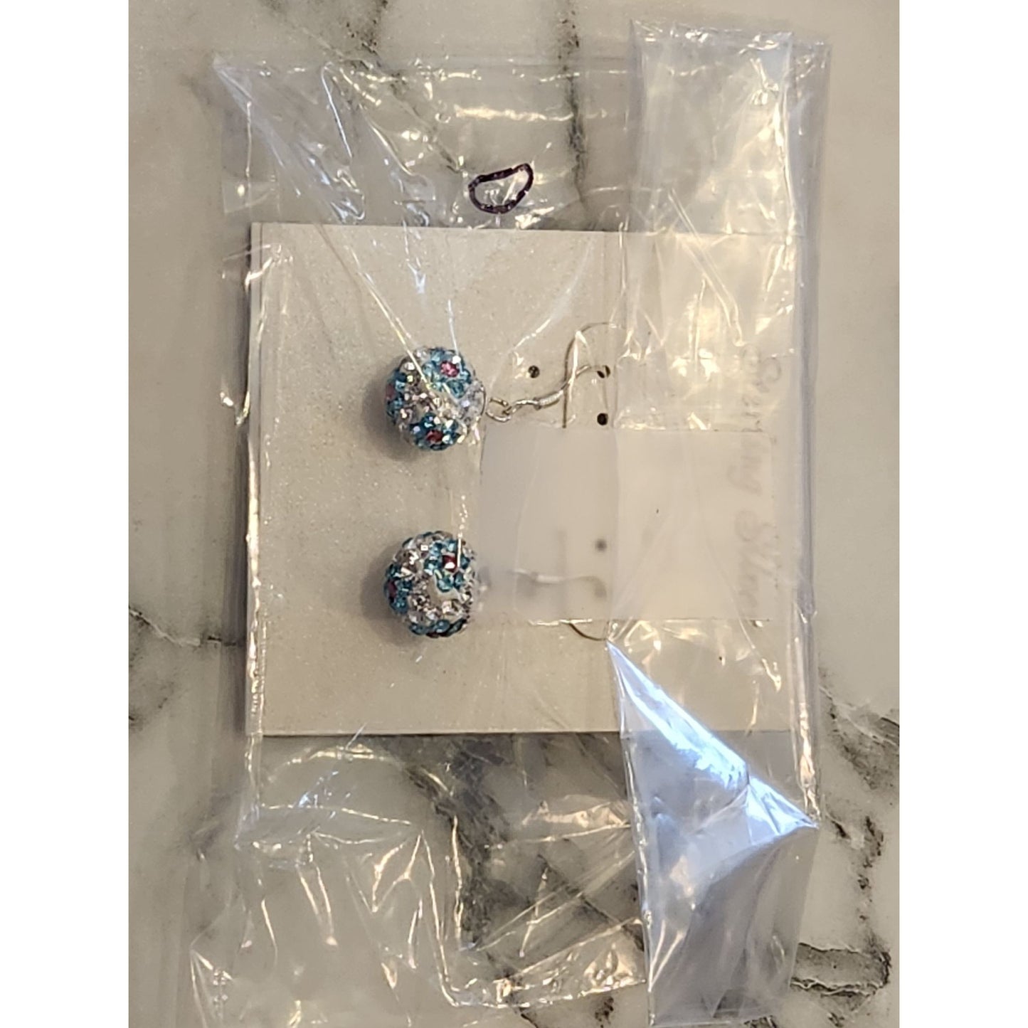 Sterling Silver Dangle Earrings With Multicolored Crystal Ball Design