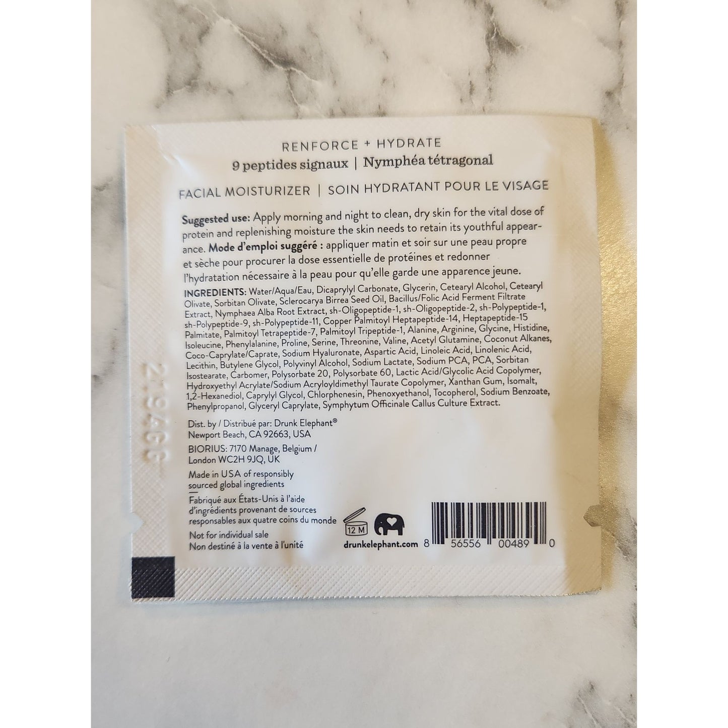 Drunk Elephant Protini Polypeptide Cream Facial Moisturizer 1.5 ml Sample Packet