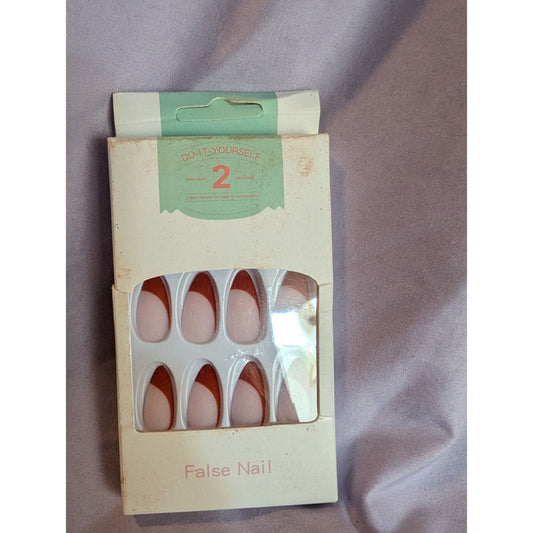 DIY Manicure False Nail Set With Adhesive Tabs - Pack Of 24 Almond Nails