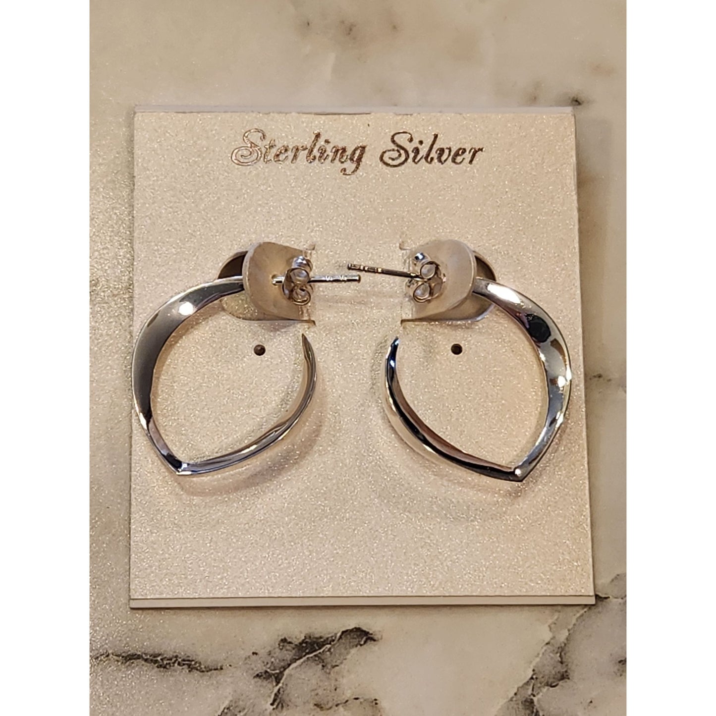 Sterling Silver Teardrop Hoop Earrings
